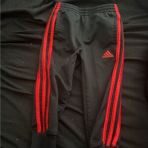 adidas Kids Black Joggers with Red Stripe Detailing